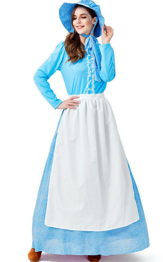 F1958 Women Pioneer Dress Colonial Prairie Costume Fancy Dress